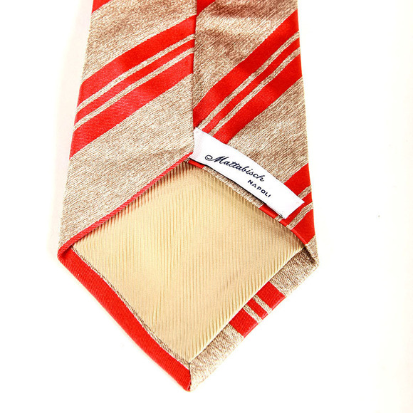 MATTABISCH BEIGE & RED STRIPED TIE | MENS - Picture 4 of 4